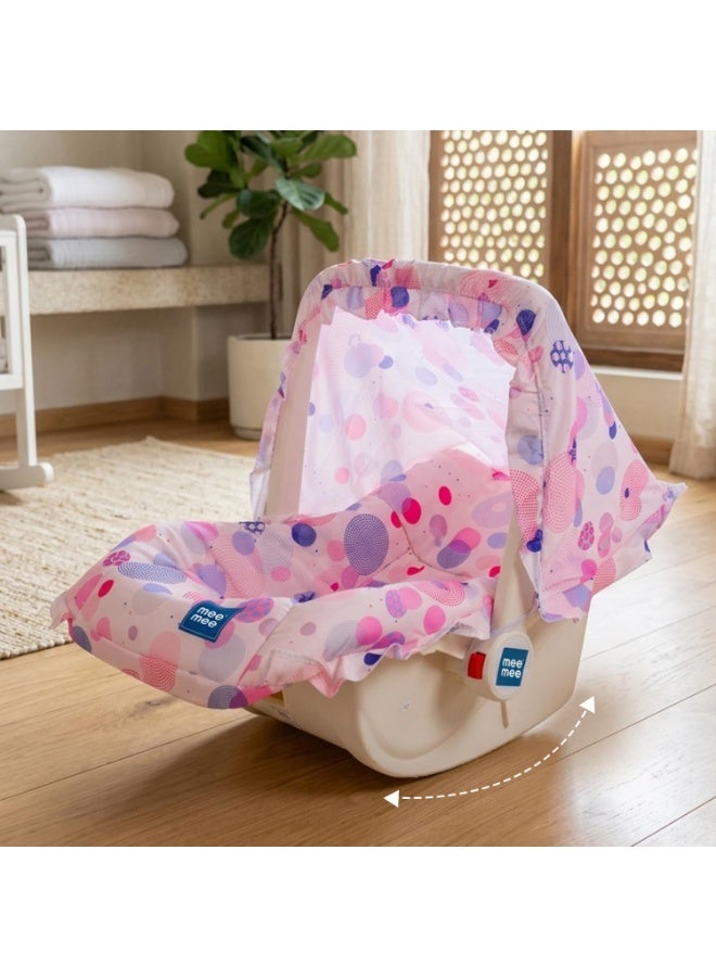 Mee Mee Cozy Carry & Rocking Chair 5 in 1 Multi-Purpose Kids Rocker with Adjustable Handle | Carry Cot with 3 Point Safety Harness 0 to 1.5 Years, Capacity Upto 13 KG | (Pink) 3kg - Image 1
