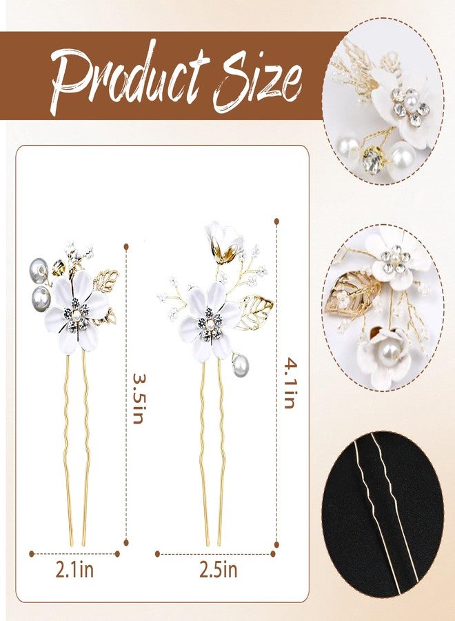 TecoKart® Bridal Flower Pins for Women, 6PCS White Floral Hair Pins, Elegant Hair Accessories for Women Wedding, Flower Hair Accessories for Woman Bridal Look - Image 2