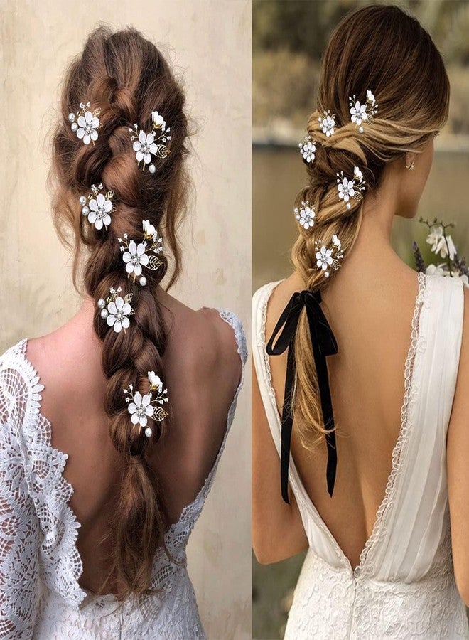 TecoKart® Bridal Flower Pins for Women, 6PCS White Floral Hair Pins, Elegant Hair Accessories for Women Wedding, Flower Hair Accessories for Woman Bridal Look - Image 5
