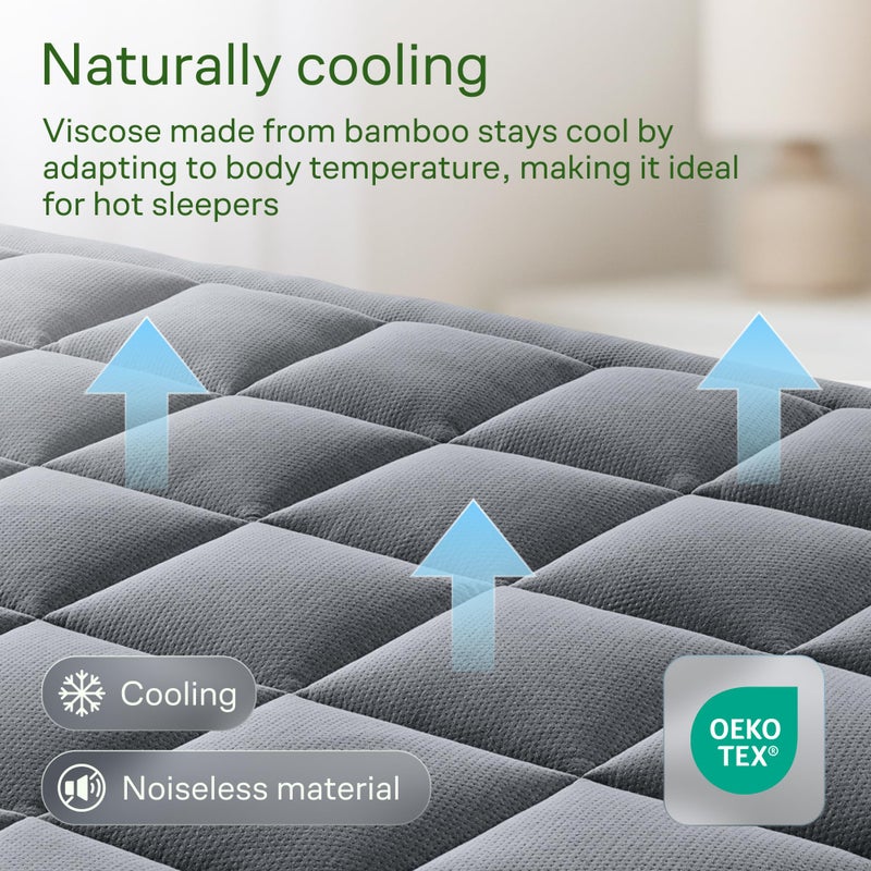 Niagara Sleep Solution Ultra Soft Twin Size Mattress Topper - Viscose Made from Bamboo Pillow Top Mattress Pad for Back Pain Relief - Naturally Cooling for Hot Sleepers, Gray - Image 3