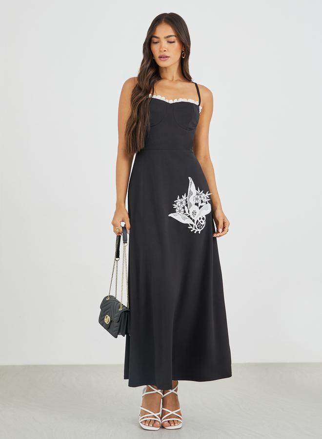 Styli Lace Insert Strappy A-Line Maxi Dress - Image 2