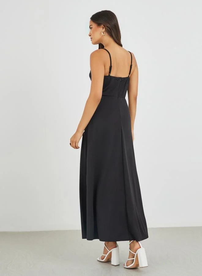 Styli Styli Lace Insert Strappy A-Line Maxi Dress