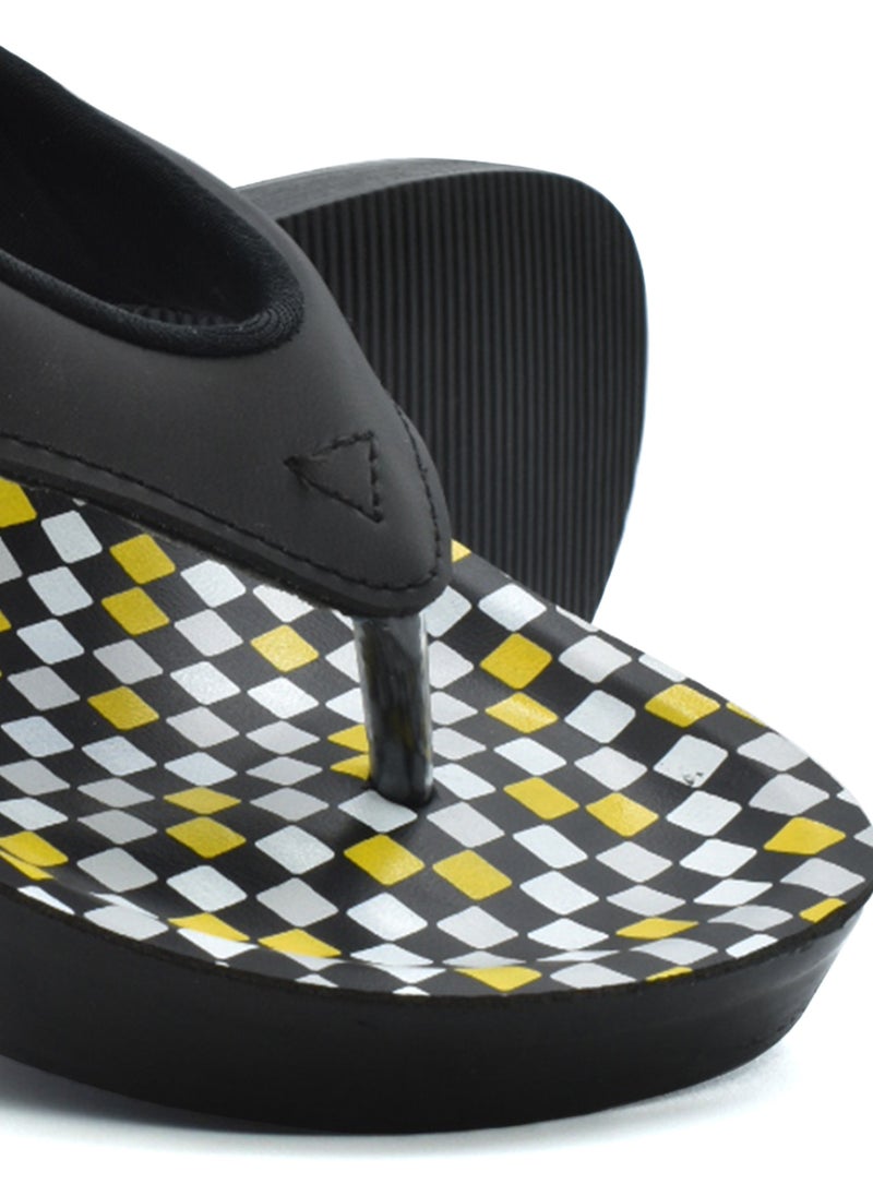 aerosoft AEROSOFT A08A5 LADIES BLACK PATTERN SLIPPERS  - Image 2