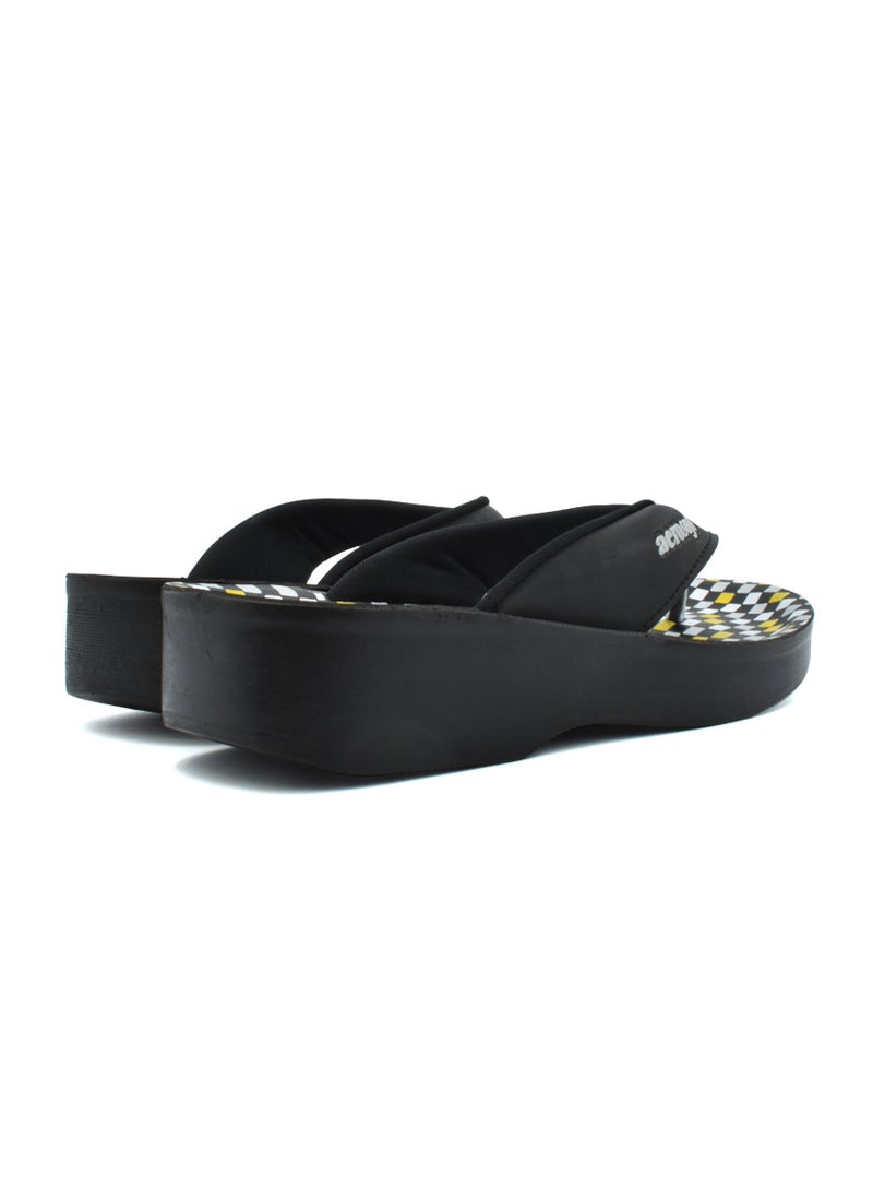 aerosoft AEROSOFT A08A5 LADIES BLACK PATTERN SLIPPERS  - Image 4