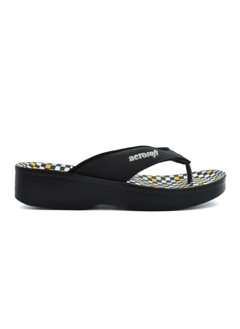 aerosoft AEROSOFT A08A5 LADIES BLACK PATTERN SLIPPERS  - Image 5