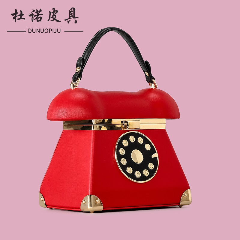 Personalized Creative Fun Retro Telephone Single Shoulder Messenger Bag Female Niche Design Landline Handbag Factory - Image 2