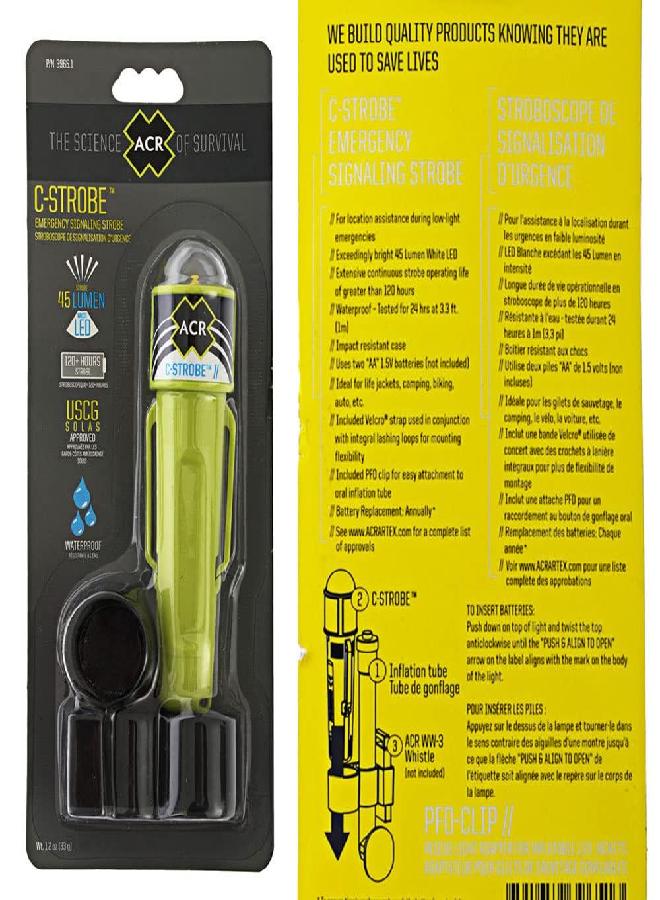 ACR C-Strobe LED Life Jacket Emergency Signal with Clip & Velcro Strap, USCG & Solas Approved. Requires AA Batteries (Card 3965.1) for Emergency signaling. - Image 5
