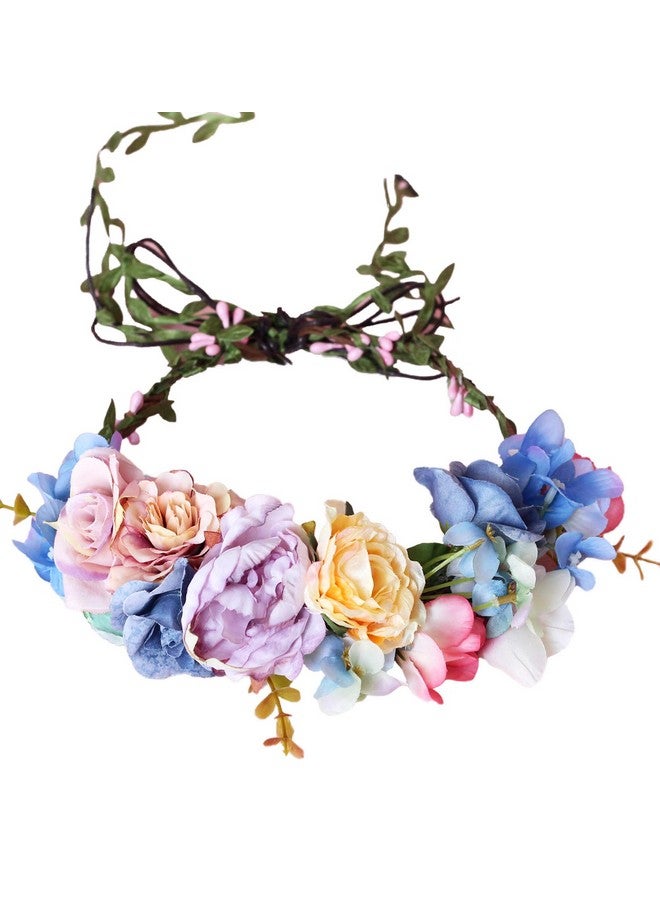 LLinfflr Fairy Flower Crown Floral Headband Woodland Elf Headpiece Forest Elven Circlet For Women Girls Bridal Wedding Prom Halloween Renaissance Cosplay Photo Props - Image 1