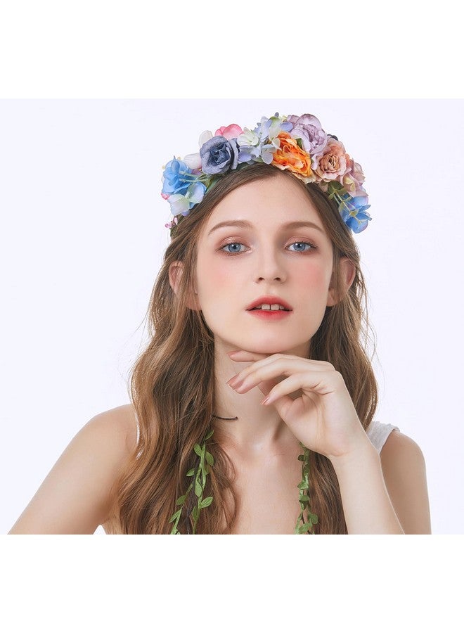 LLinfflr Fairy Flower Crown Floral Headband Woodland Elf Headpiece Forest Elven Circlet For Women Girls Bridal Wedding Prom Halloween Renaissance Cosplay Photo Props - Image 2