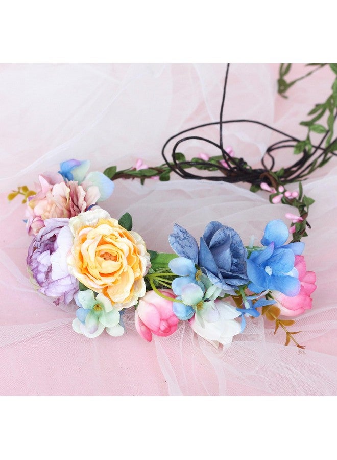 LLinfflr Fairy Flower Crown Floral Headband Woodland Elf Headpiece Forest Elven Circlet For Women Girls Bridal Wedding Prom Halloween Renaissance Cosplay Photo Props - Image 3
