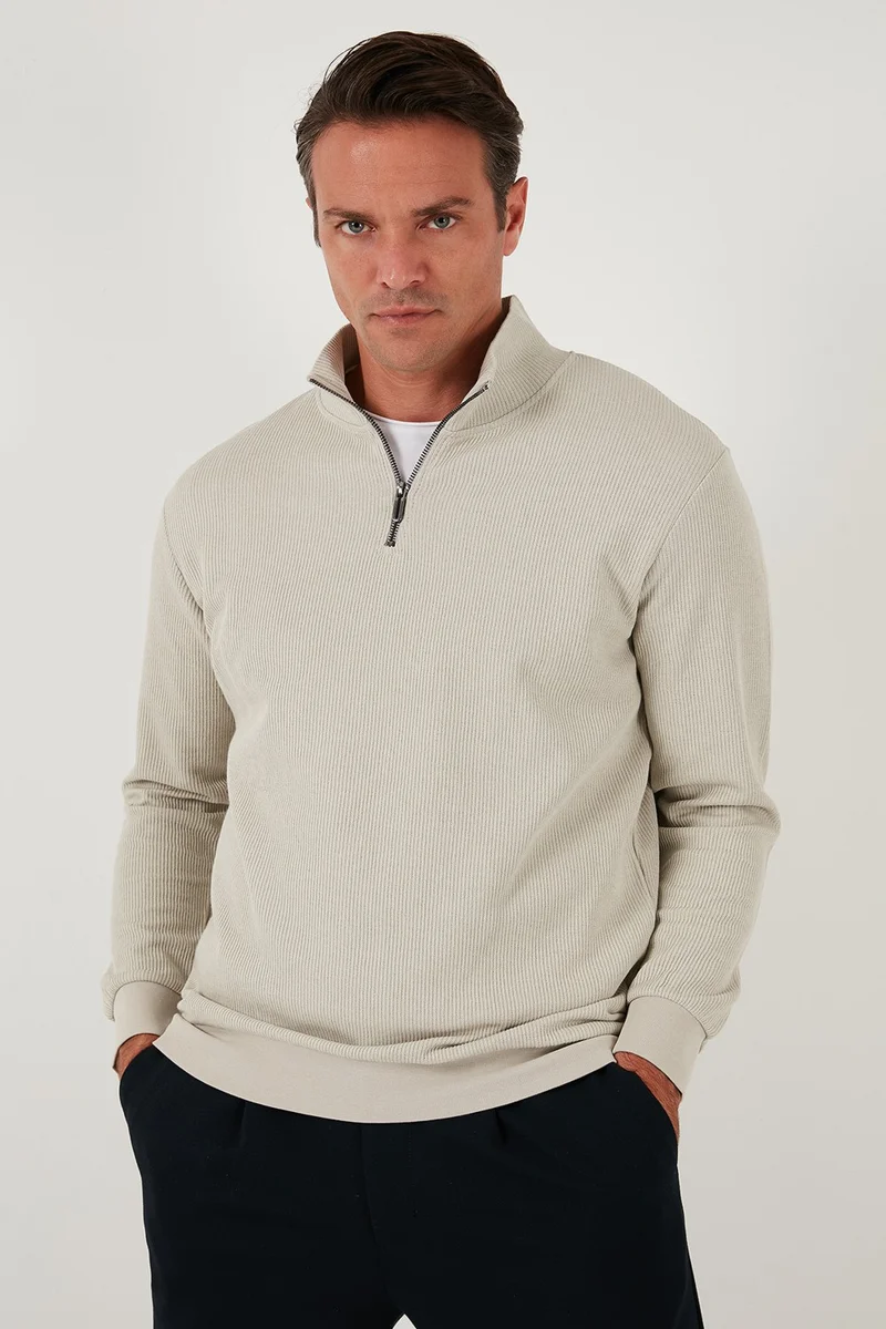 Buratti Cotton Regular Fit Half Zipper Stand Collar Sweat Men's Sweat 5905716