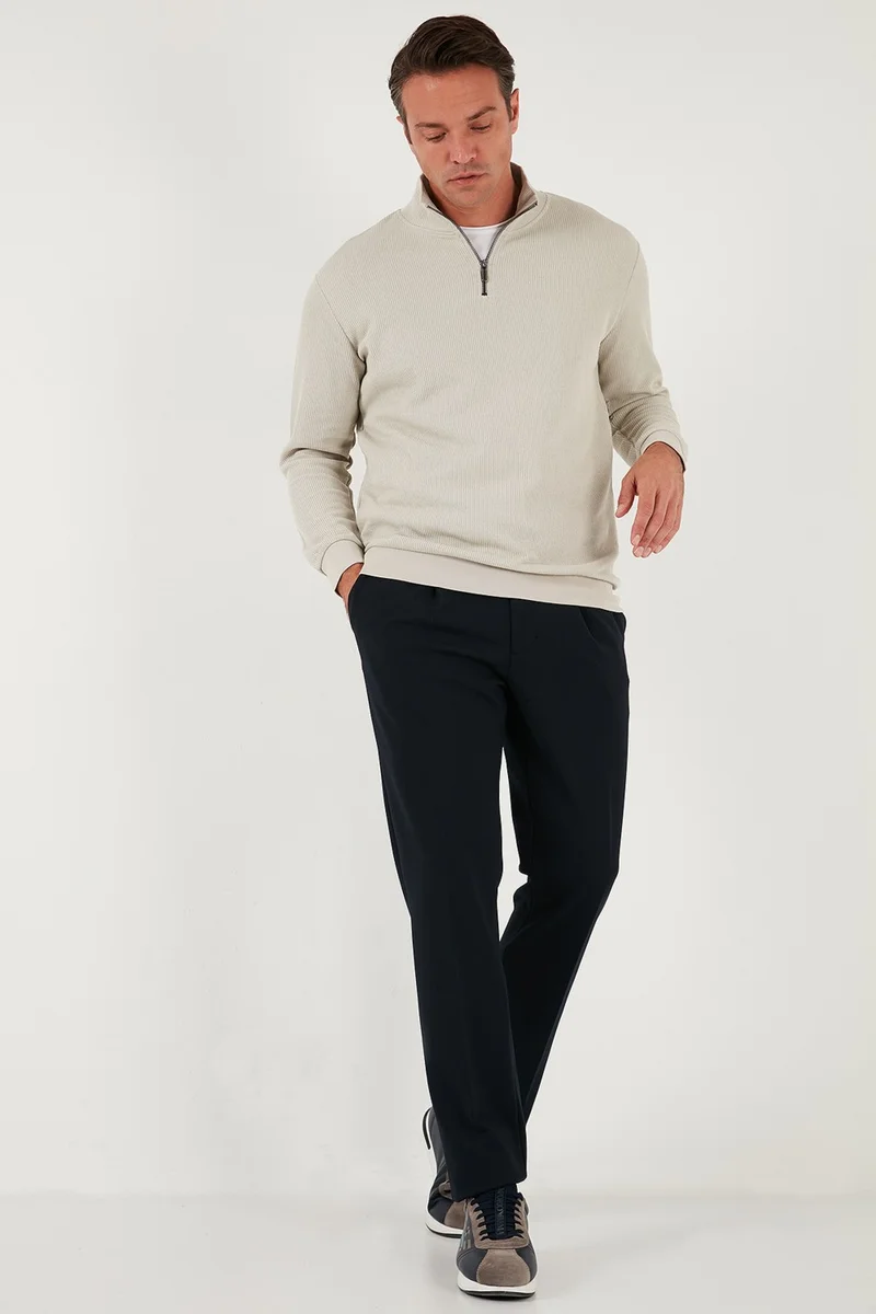 Buratti Cotton Regular Fit Half Zipper Stand Collar Sweat Men's Sweat 5905716