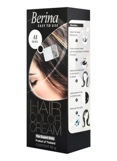 Berina Professionals A Series Creme Hair Color Full Coverage Long Lasting Dye Cream 60 Gm With Developer And Protein Conditioner For Men And Women (Pack Of 1, A1 Black)  - Image 1