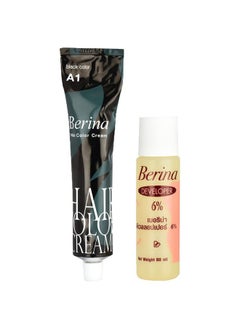 Berina Professionals A Series Creme Hair Color Full Coverage Long Lasting Dye Cream 60 Gm With Developer And Protein Conditioner For Men And Women (Pack Of 1, A1 Black)  - Image 3