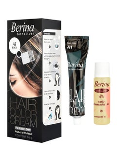 Berina Professionals A Series Creme Hair Color Full Coverage Long Lasting Dye Cream 60 Gm With Developer And Protein Conditioner For Men And Women (Pack Of 1, A1 Black)  - Image 2