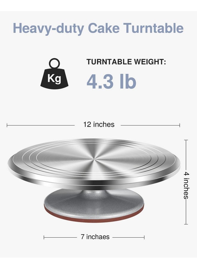Puroma Aluminium Alloy Rotating Cake Turntable 12'' Revolving Cake Stand with Non-slip Silicone Bottom, Ideal Cake Decorating Supply for Cake Decorations, Pastries and Cupcakes - Image 2