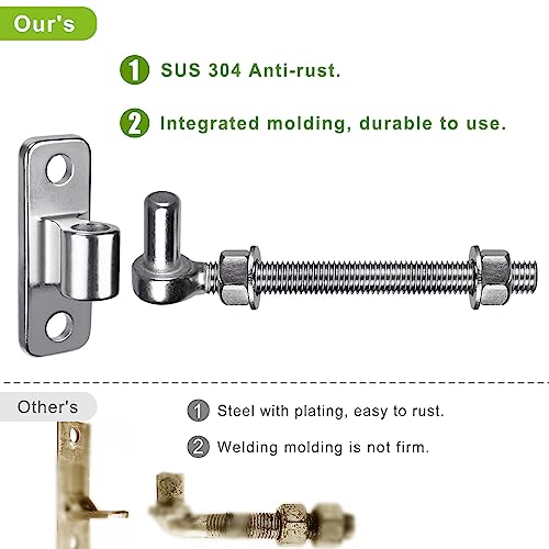 Insaga 6'' J Bolt Gate Hinge and Wall Mount Hinge 2Pack, Heavy Duty 304 Stainless Steel Gate Hinges, One Piece with No Welding for Farm, Fence, Garden, Metal Gates, Load Capacity up to 500LB - Image 2