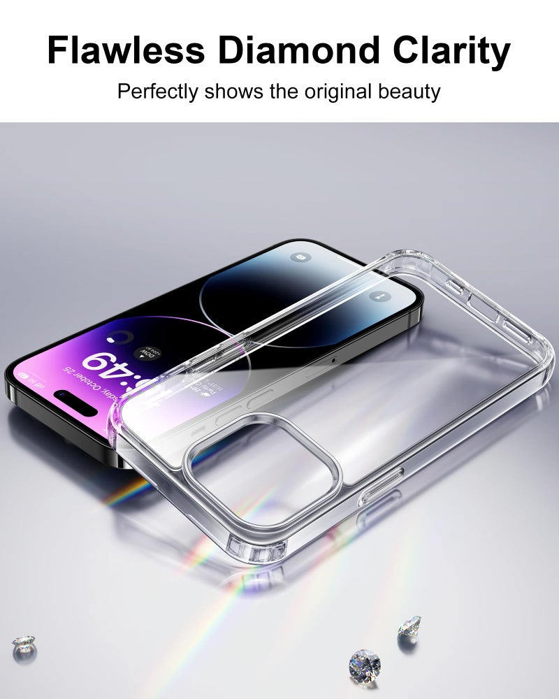 HOOMIL Case for iPhone 14 Pro 6.1-Inch, Non-Yellowing, Drop Protection, Anti-Scratch Transparent Hard Back Phone Cover - Crystal Clear - Image 3