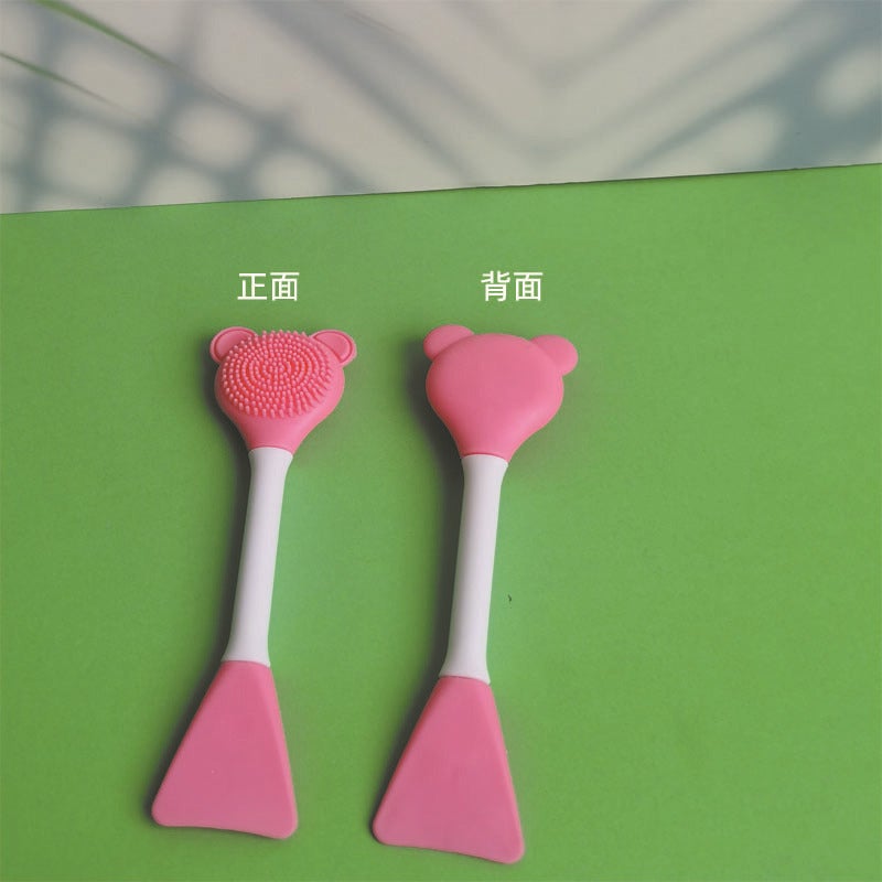 Wholesale soft silicone DIY manual face washing brush portable double-headed mask brush mask spoon beauty tools - Image 4