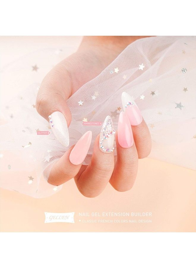 Gellen Builder Gel Kit - Nail Extension Gel Nude Pinks White Light Orange Builder Nail Gel Kit 4 Colors Hard Nail Gel Builder 15ml - Image 3