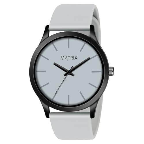 Matrix Minimalist Dial with Softest Silicone Strap Analog Wrist Watch for Men & Boys (Grey) - Image 1