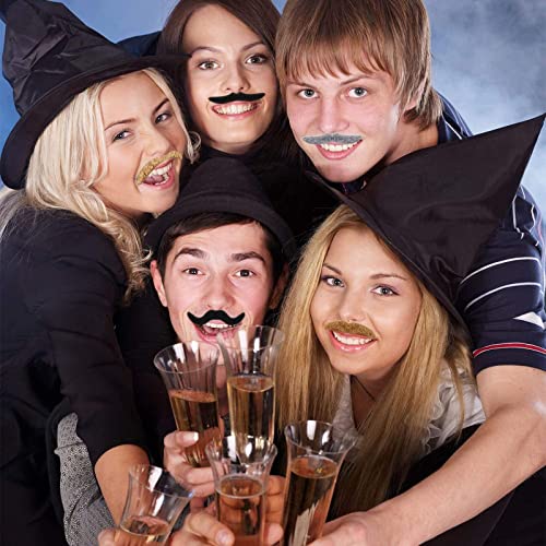 BoBofly 48 Pieces Fake Mustaches Beard, Self Adhesive Costume Accessories Novelty Mustache Fiesta Party Supplies for Masquerade Party - Image 4