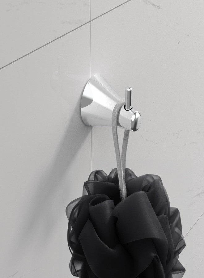 CalcMetal PIERCETON Collection, 5-Piece Bathroom Hardware Accessories Set, Towel Ring, Adjustable Expandable Towel Bar, Two Towel and Robe Hook, Toilet Paper Holder, Wall Mounted, Plated Chrome - Image 2