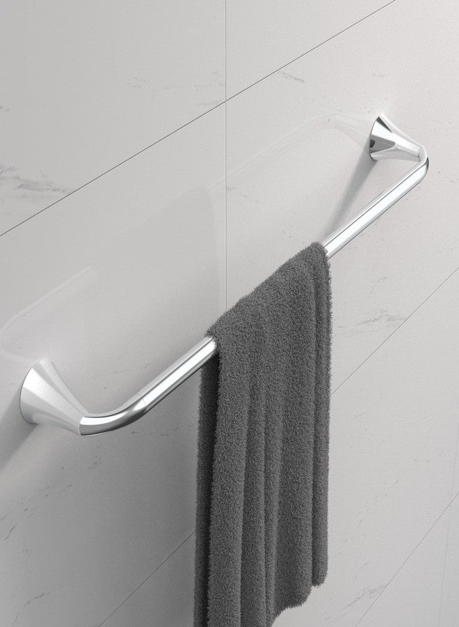CalcMetal PIERCETON Collection, 5-Piece Bathroom Hardware Accessories Set, Towel Ring, Adjustable Expandable Towel Bar, Two Towel and Robe Hook, Toilet Paper Holder, Wall Mounted, Plated Chrome - Image 3