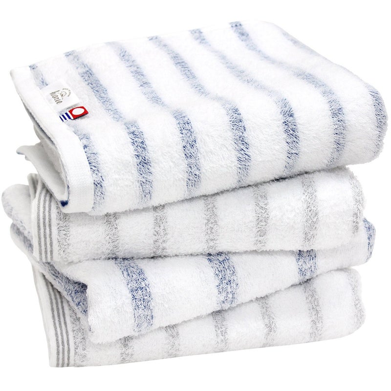 Imabari Towel hiorie Hiorie Imabari towel border face towel four sets mist mist gray blue Imabari towel certification