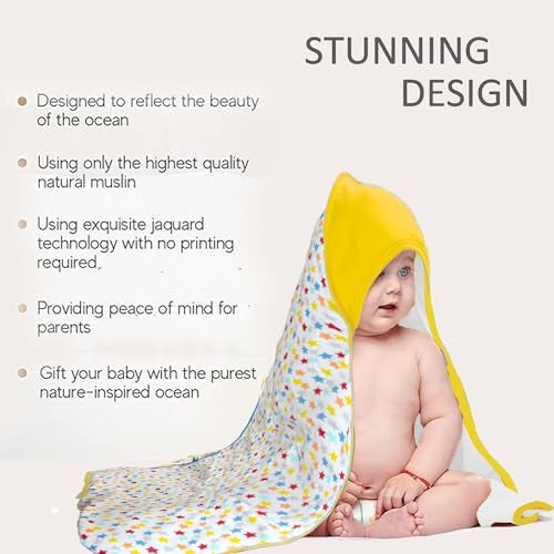 VParents Cotton New Born Baby Hooded Wrapper Blanket, Single Layer 0-12 Months deo - Image 5