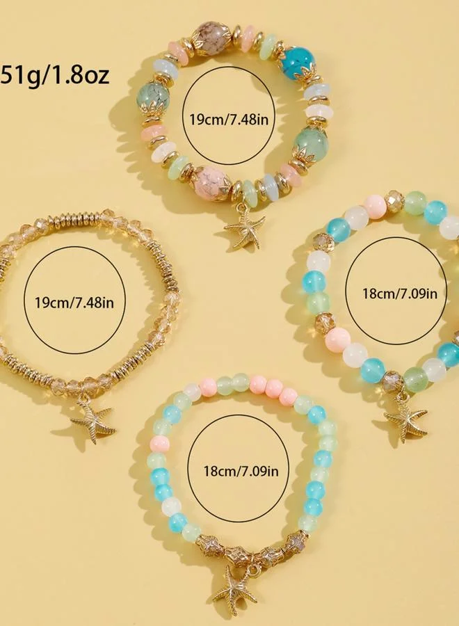 تايك تو مجموعة من 4 أساور خرزية أنيقة متعددة الألوان