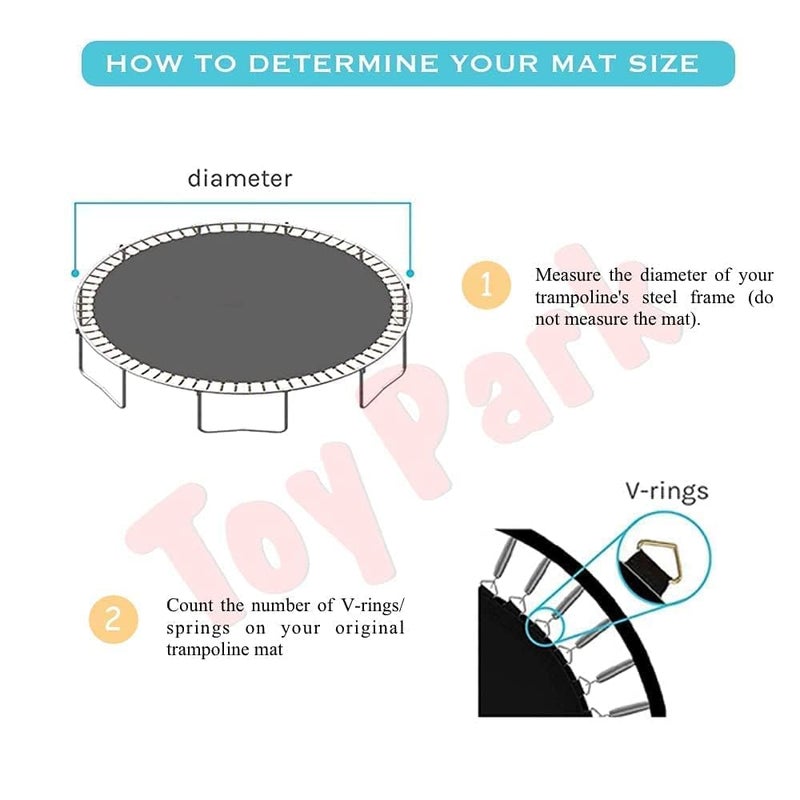 Toy Park Replacement Jumping Mat for 8ft Trampolines Round Frame, Perfect Bounce, Fits Most Brands and Models │ Outdoor Fun (for 48 Springs) - Image 2