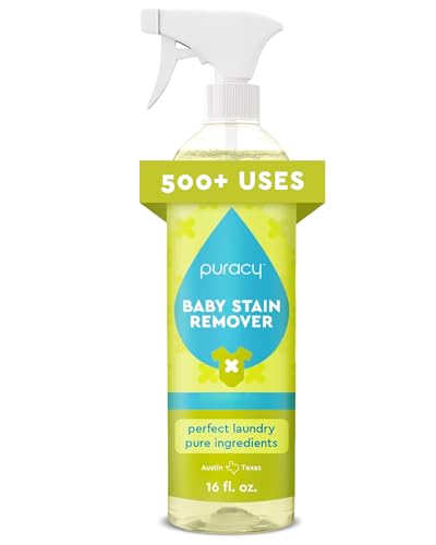 Puracy Stain Remover for Baby Clothes and Cloth Diapers Newborn Baby Essentials Must Haves EnzymeBased Laundry Spray Natural Spot and Odor Cleaner 16 Oz