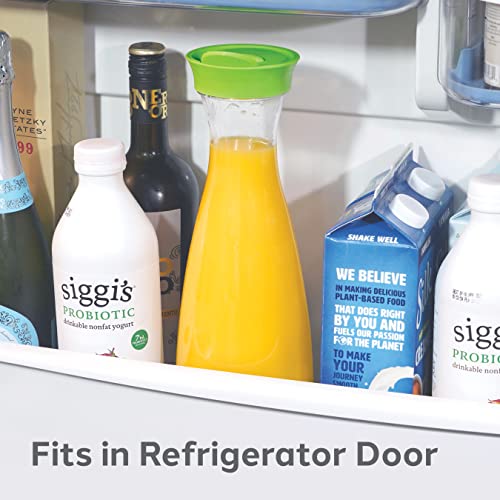 OGGI Clear Carafe w/Flip Open Lid - Ideal Juice Bottle, Clear Pitcher with Lid, Tea Pitcher, Water Carafe, 1.6 Lt(54Oz), Black - Image 2