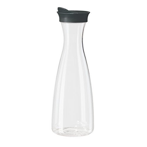 OGGI Clear Carafe w/Flip Open Lid - Ideal Juice Bottle, Clear Pitcher with Lid, Tea Pitcher, Water Carafe, 1.6 Lt(54Oz), Black - Image 1