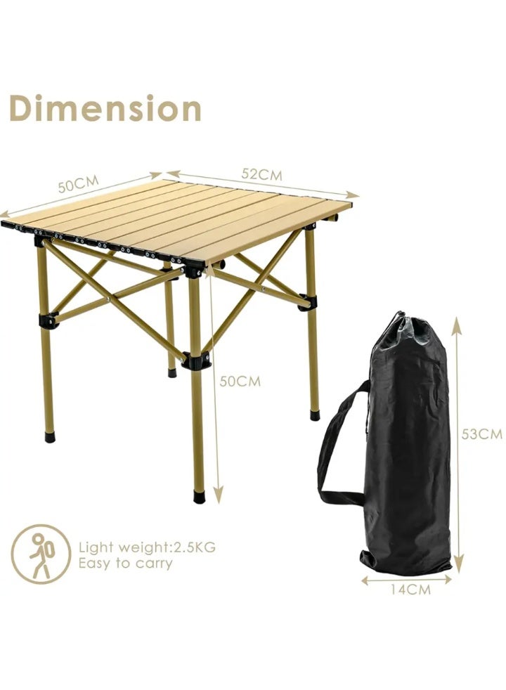 Portable Camping Table Lightweight Folding Camping Table with Carrying Bag Ultralight Outdoor Folding Table Picnic Hiking Fishing Beach Size: 53*50cm - Image 2