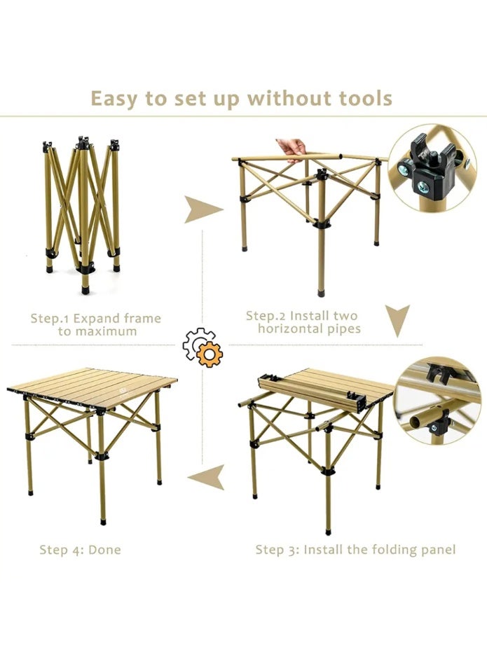 Portable Camping Table Lightweight Folding Camping Table with Carrying Bag Ultralight Outdoor Folding Table Picnic Hiking Fishing Beach Size: 53*50cm - Image 3
