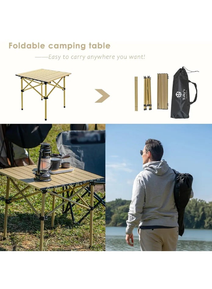 Portable Camping Table Lightweight Folding Camping Table with Carrying Bag Ultralight Outdoor Folding Table Picnic Hiking Fishing Beach Size: 53*50cm - Image 4