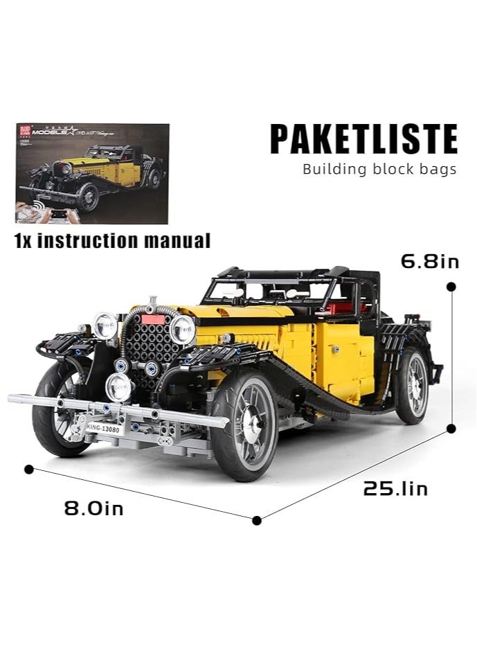 mould king 13080 Vintage Car Technik Building Block Kits, Educational Retro Sports Car Set to Build, MOC Racing Car Model Toy, Vehicle Gift for Boys & Girls/Adult Collections Enthusiast  - Image 5