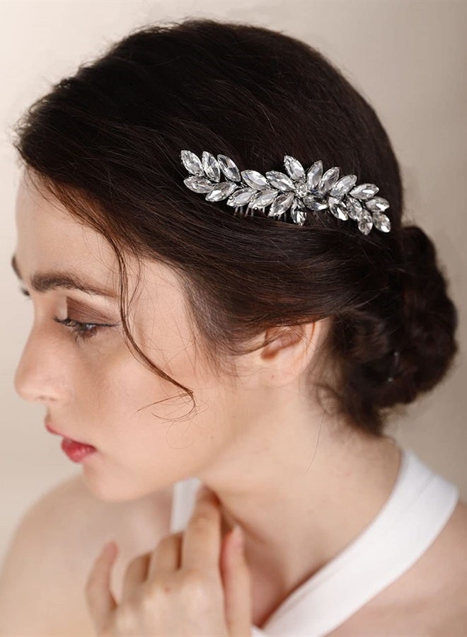 Chargances Crystal Bride Wedding Hair Comb Pink Rhinestone Headpiece Fashion Handmade Hair Accessories for Bridal Wedding Prom Flower Girl (Pink) - Image 4