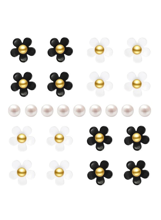 NEVEGE Shoe Charms 25PC Flower Charms with Pearl Shoe Decoration Charms White Black Flower Shoe Charms Cute Resin Charms Bling Shoe Charms for Girls - Image 1