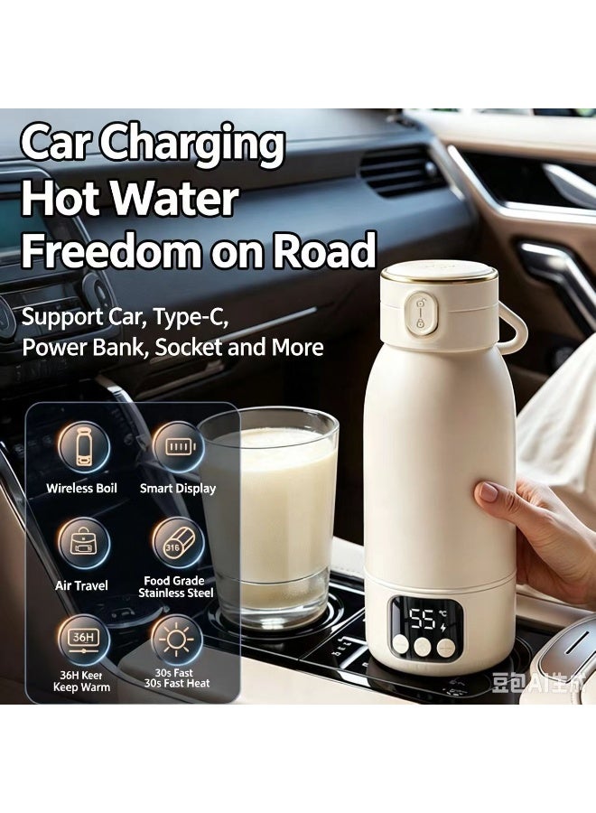 Wireless Portable Heated Water Bottle 500ml, Cordless Travel Mug with Temperature Control, 316L Stainless Steel - Image 5
