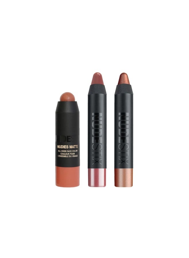 Nudestix Sunkissed Nudes Mini Kit – 3-Piece Cream Blush, Bronzer & Glossy Lip Set for Cheeks, Eyes & Lips | Travel-Size, Multi-Use, Vegan Makeup for a Fresh Beachy Glow - Image 2