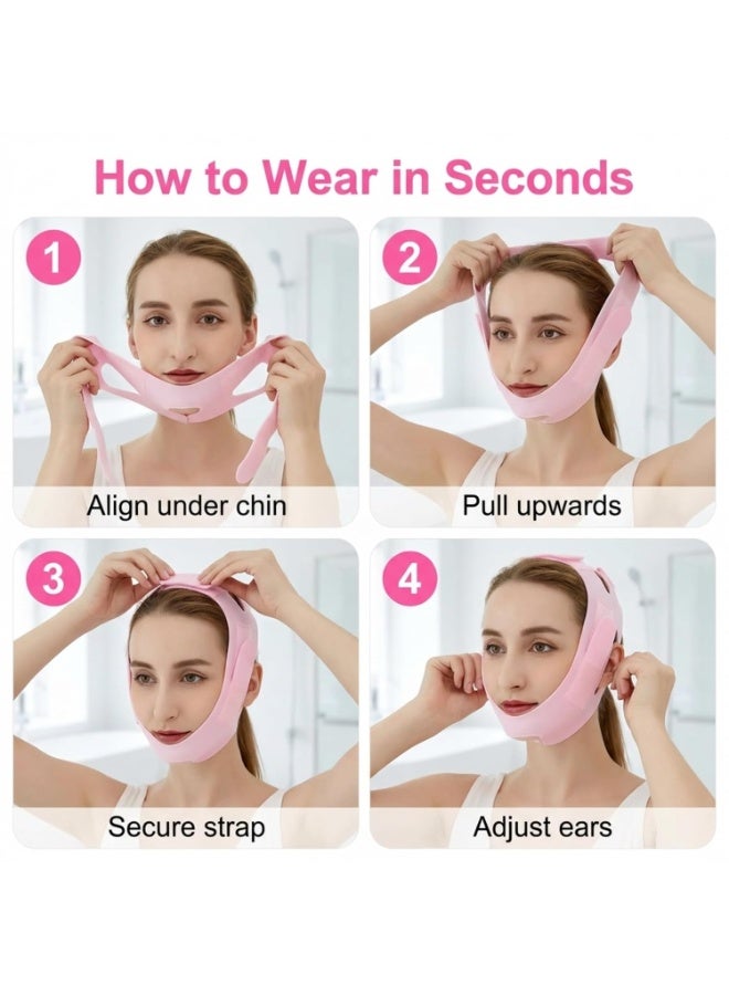 V Face Slimming Mask, Silicone Face Lift Strap for Jawline Shaping & Double Chin Appearance, Reusable Chin Lift Mask for Men & Women - Image 4