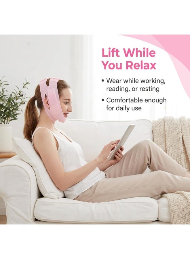 V Face Slimming Mask, Silicone Face Lift Strap for Jawline Shaping & Double Chin Appearance, Reusable Chin Lift Mask for Men & Women - Image 2