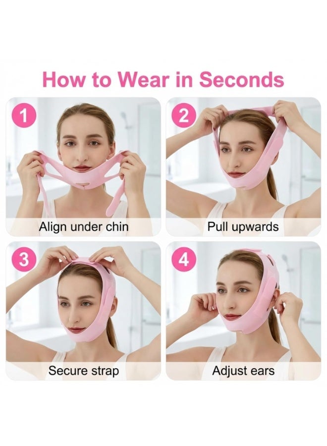 V Face Slimming Mask, Silicone Face Lift Strap for Jawline Shaping & Double Chin Appearance, Reusable Chin Lift Mask for Men & Women - Image 4