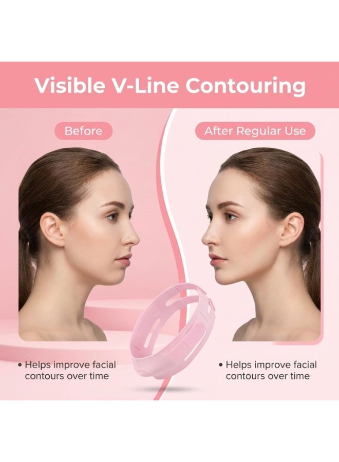 V Face Slimming Mask, Silicone Face Lift Strap for Jawline Shaping & Double Chin Appearance, Reusable Chin Lift Mask for Men & Women - Image 5