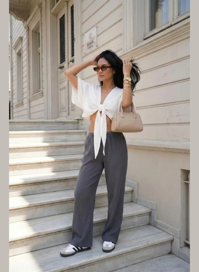 ليلا Lela Cotton Comfort Fit Tie-Up Batwing Sleeve Bolero Women's BOLERO 5866354