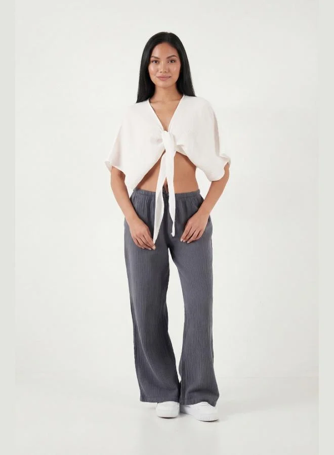 ليلا Lela Cotton Comfort Fit Tie-Up Batwing Sleeve Bolero Women's BOLERO 5866354