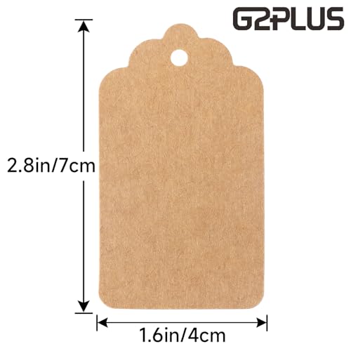 G2PLUS 100PCS Kraft Paper Gift Tags with String, 2.8×1.6 in Blank Gift Tags, Marking Price Tag, Writable Hanging Label Present Name Tag for Gift Wrapping, Gift Bags, Holiday Arts & Crafts - Image 2
